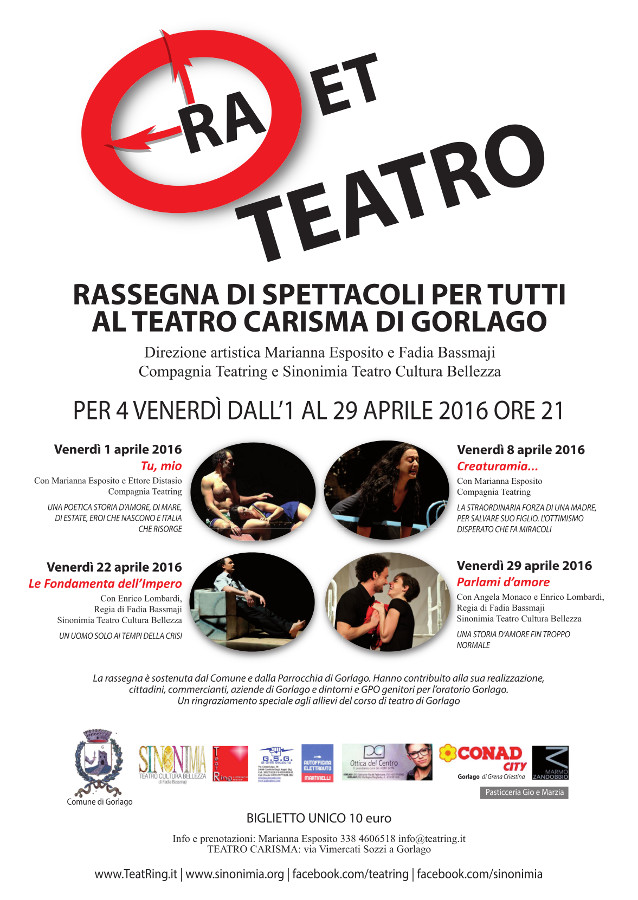 Ora et Teatro gorlago aprile 2016 - locandina rassegna